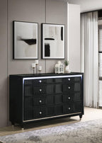 Ravenne 8-Drawer Velvet Upholstered LED Dresser Black – 223193