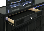 Ravenne 8-Drawer Velvet Upholstered LED Dresser Black – 223193