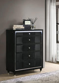 Ravenne 5-Drawer Velvet Upholstered LED Chest of Drawers Black – 223195