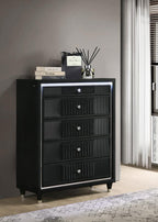 Ravenne 5-Drawer Velvet Upholstered LED Chest of Drawers Black – 223195