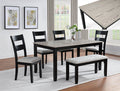 2231SET-LG 6 pc Lester two tone light grey wood finish dining table set with bench