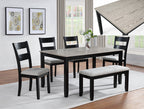 2231SET-LG 6 pc Lester two tone light grey wood finish dining table set with bench