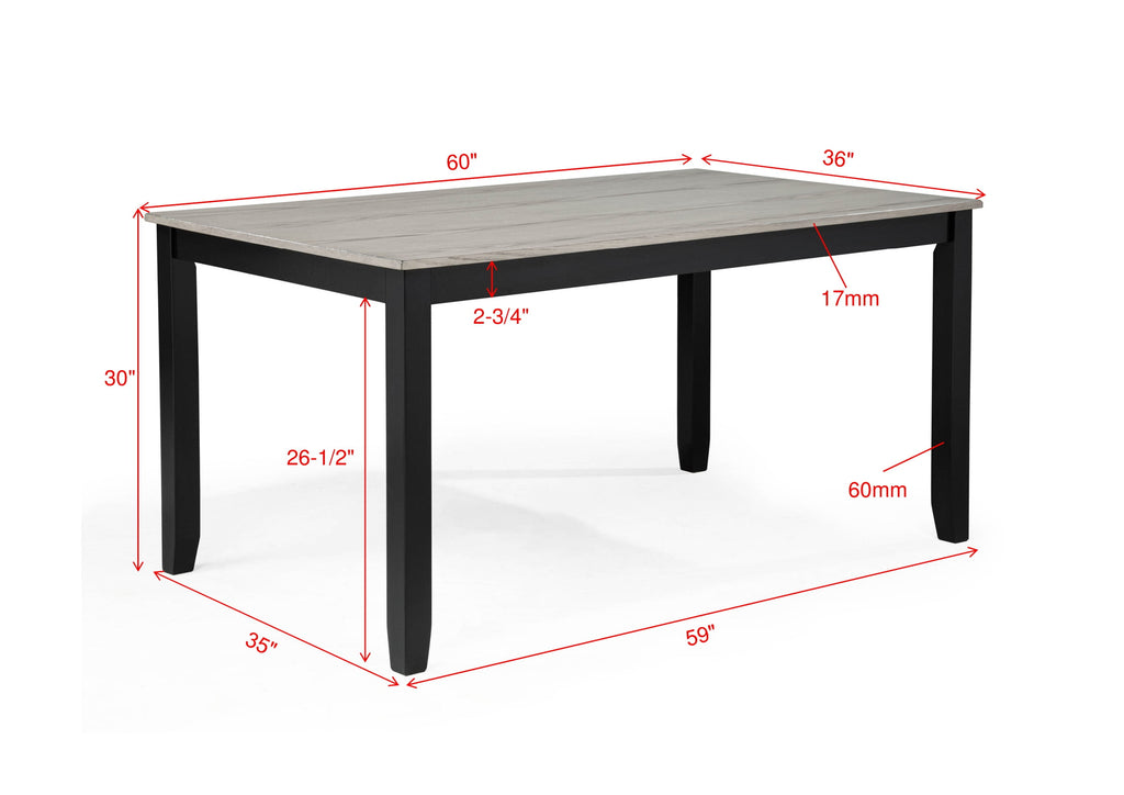 2231SET-LG 6 pc Lester two tone light grey wood finish dining table set with bench