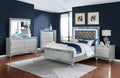 Coaster 223211Q 4 pc Rosdorf park lavallee gunnison silver metallic finish wood and metallic leatherette headboard queen bed set