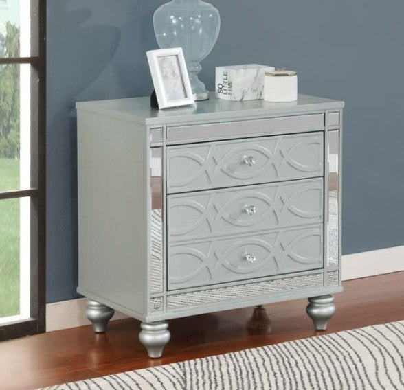 Coaster 223212 Rosdorf park lavallee gunnison silver metallic finish wood bed side table nightstand dual USB ports