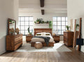 Coaster 223250Q 4 pc Winslow smokey walnut coffee bean finish wood live natural edge look headboard bedroom set
