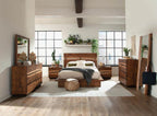 Coaster 223250Q 4 pc Winslow smokey walnut coffee bean finish wood live natural edge look headboard bedroom set