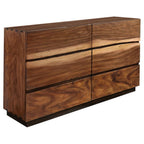 Coaster 223250SQ 4 pc Winslow smokey walnut coffee bean finish wood live natural edge look headboard side storage bedroom set