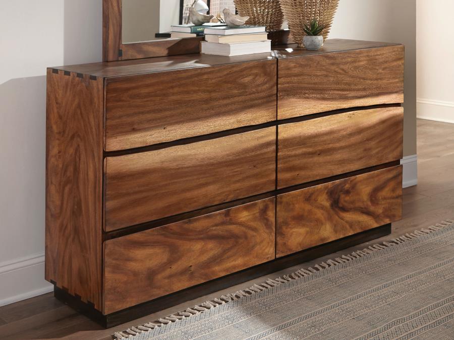 Coaster 223253 Winslow smokey walnut coffee bean finish wood live natural edge look 6 drawer dresser