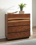 Coaster 223255 Winslow smokey walnut coffee bean finish wood live natural edge look 4 drawer tall chest
