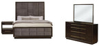 Coaster 223261Q 4 pc Durango smoked peppercorn finish wood grey velvet padded modern style queen headboard bedroom set