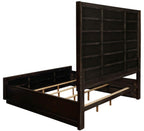 Coaster 223261Q 4 pc Durango smoked peppercorn finish wood grey velvet padded modern style queen headboard bedroom set