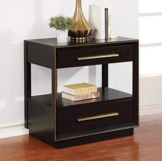 Coaster 223262 Durango smoked peppercorn finish wood modern style bed side nightstand