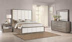 Coaster 223271Q-S4 4 pc Durango taupe oak finish wood cream boucle padded modern style queen headboard bedroom set
