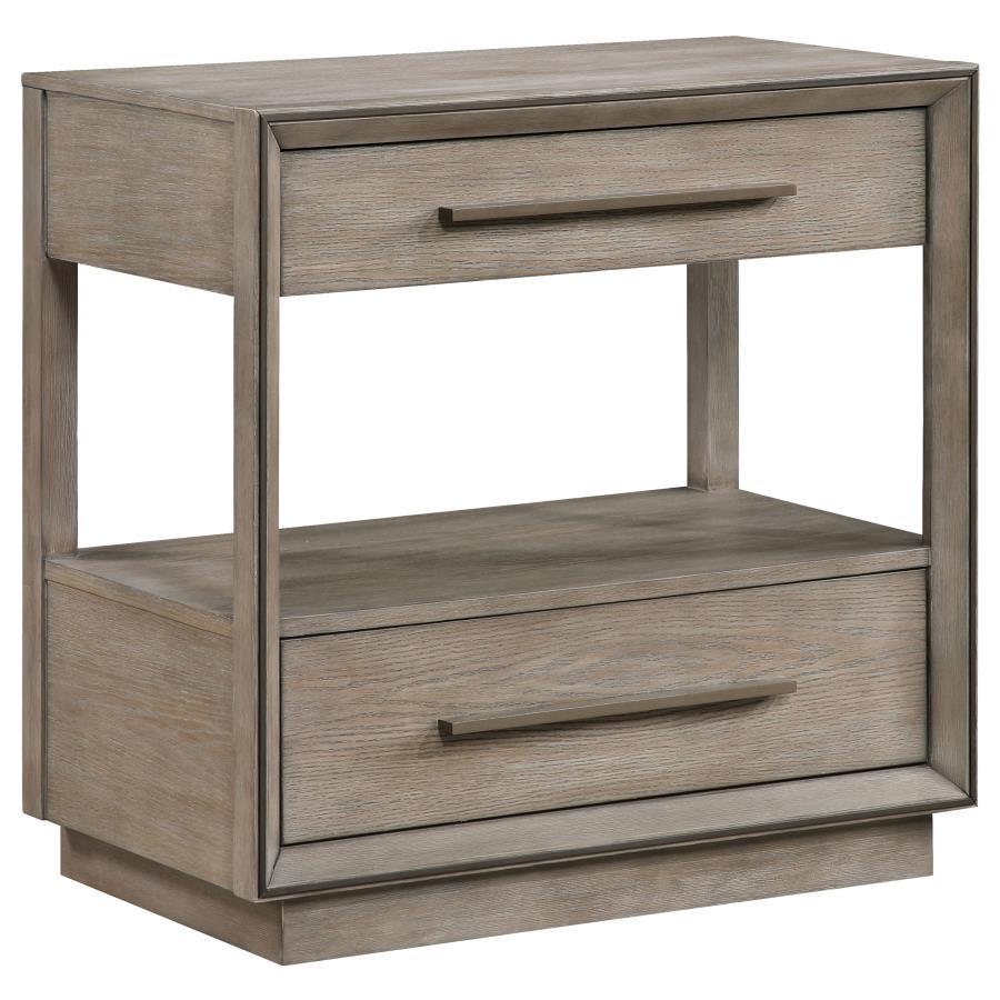 Coaster 223272 Durango taupe oak finish wood 2 drawer nightstand USB ports