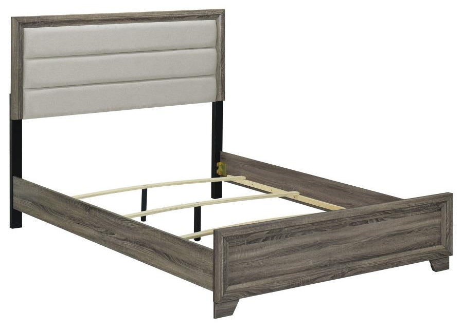 Coaster 223341Q-S4 4 pc Wright brown oak finish wood tan fabric queen bedroom set