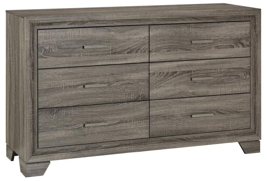 Coaster 223341Q-S4 4 pc Wright brown oak finish wood tan fabric queen bedroom set