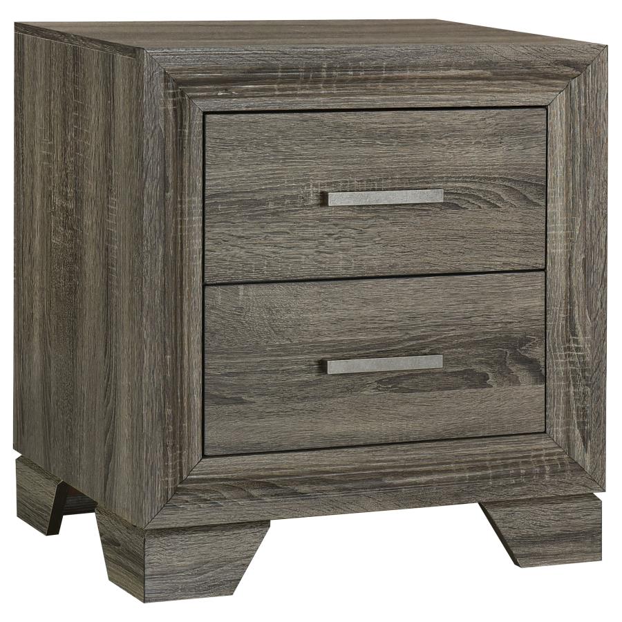 Coaster 223342 Wright brown oak finish wood 2 drawer nightstand straight lined
