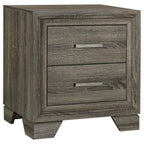 Coaster 223342 Wright brown oak finish wood 2 drawer nightstand straight lined