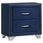 223371Q Ammelie 4-Piece Pacific Blue Velvet Tufted Queen Bedroom Set with Nail Head Trim