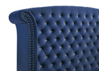 223371Q Ammelie 4-Piece Pacific Blue Velvet Tufted Queen Bedroom Set with Nail Head Trim