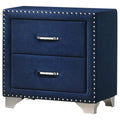 Coaster 223372 Rosdorf park ammelie melody pacific blue velvet upholstered bed side table nightstand nail head trim