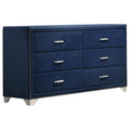 Coaster 223373 Rosdorf park ammelie melody pacific blue velvet upholstered 6 drawer dresser