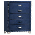 Coaster 223375 Rosdorf park ammelie melody pacific blue velvet upholstered 5 drawer chest