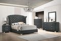 Coaster 223381Q 4 pc Rosdorf park ammelie melody grey velvet tufted queen bedroom set nail head tirm accents