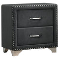 Coaster 223382 Rosdorf park ammelie melody grey velvet upholstered bed side table nightstand nail head trim
