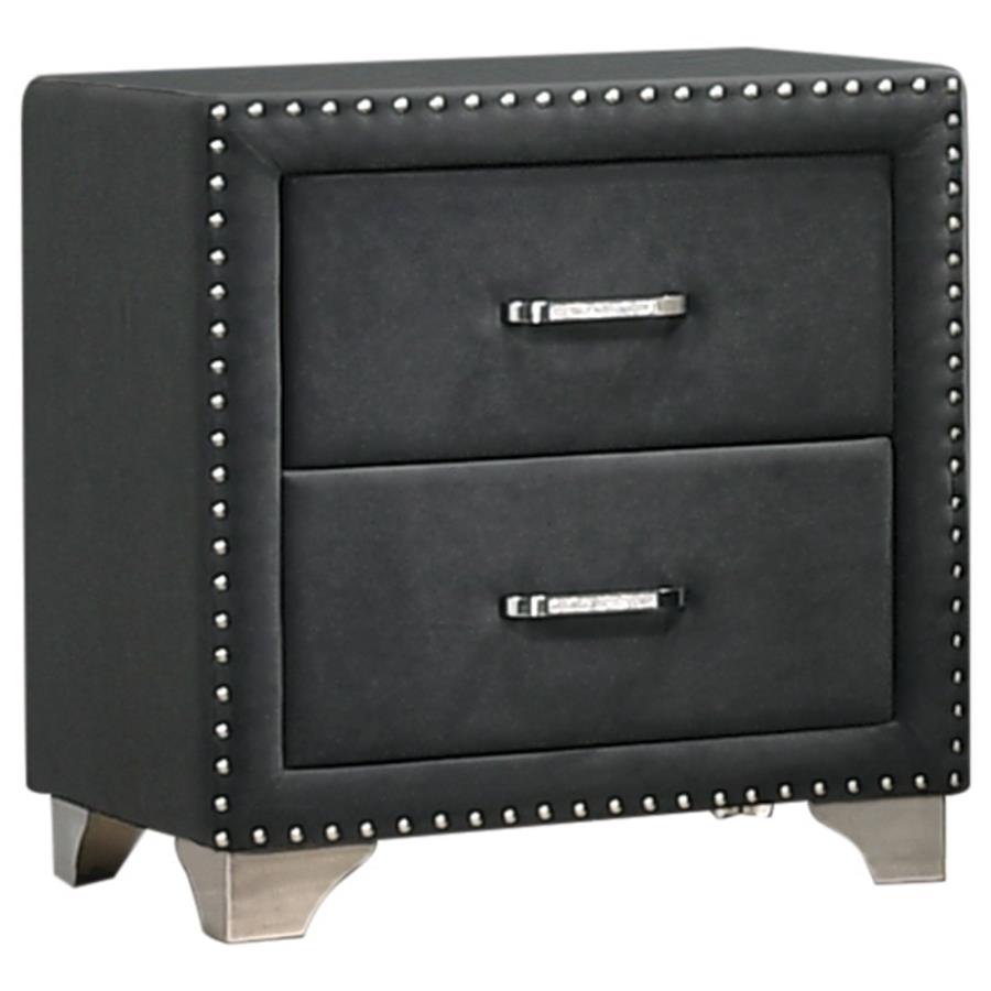 Coaster 223382 Rosdorf park ammelie melody grey velvet upholstered bed side table nightstand nail head trim
