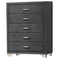 Coaster 223385 Rosdorf park ammelie melody grey velvet upholstered 5 drawer chest