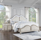 Coaster 223391Q-S4 4 pc Evengeline silver oak finish wood ivory fabric LED headboard queen bed set