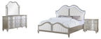 Coaster 223391Q-S4 4 pc Evengeline silver oak finish wood ivory fabric LED headboard queen bed set