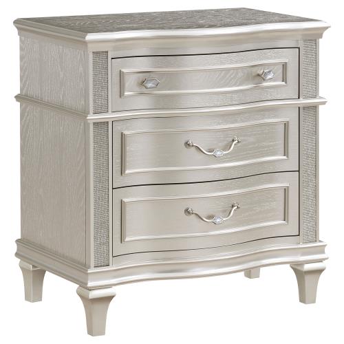 Coaster 223391Q-S4 4 pc Evengeline silver oak finish wood ivory fabric LED headboard queen bed set