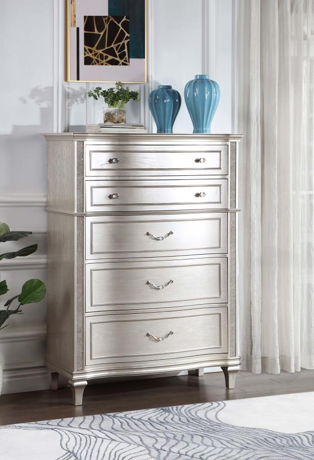 Coaster 223395 Rosdorf park veronica silver oak finish wood 6 drawer tall chest