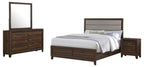 Coaster 223441Q-S4 4 pc Welsley walnut finish wood taupe fabric queen bedroom set