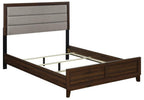 Coaster 223441Q-S4 4 pc Welsley walnut finish wood taupe fabric queen bedroom set