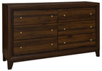 Coaster 223441Q-S4 4 pc Welsley walnut finish wood taupe fabric queen bedroom set