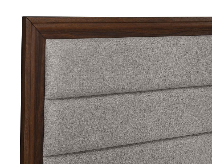 Coaster 223441Q-S4 4 pc Welsley walnut finish wood taupe fabric queen bedroom set