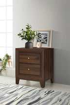 Coaster 223442 Welsley walnut finish wood 2 drawer nightstand straight lined