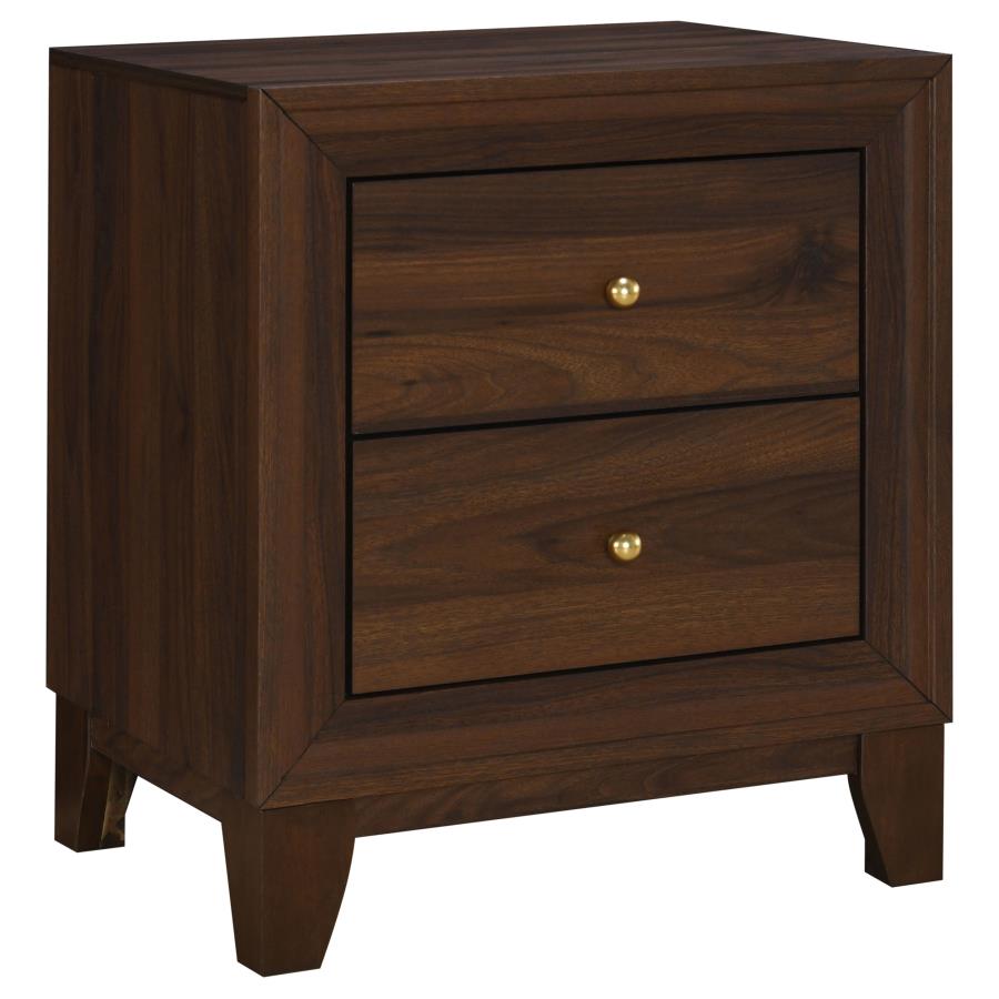 Coaster 223442 Welsley walnut finish wood 2 drawer nightstand straight lined