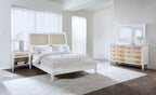 Coaster 223471Q-S4 4 pc Bexhill white finish wood natural raffia wrapped accents queen bedroom set