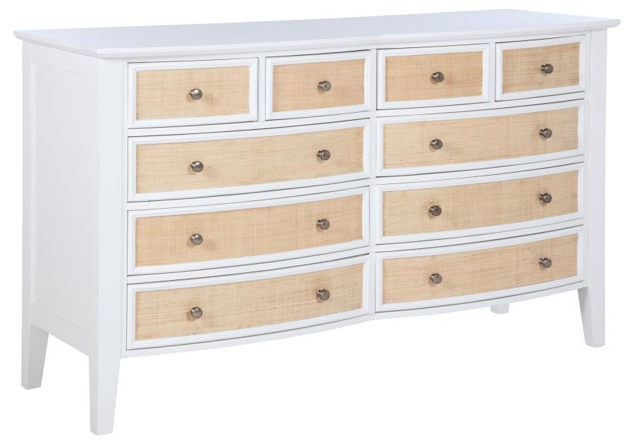 Coaster 223471Q-S4 4 pc Bexhill white finish wood natural raffia wrapped accents queen bedroom set