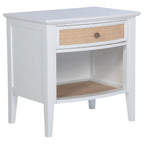 Coaster 223472 Bexhill white finish wood bedroom nightstand with rattan front panel
