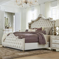 Coaster 223521 Antonella champagne finish wood ivory and camel velvet french inspired upholstered bed