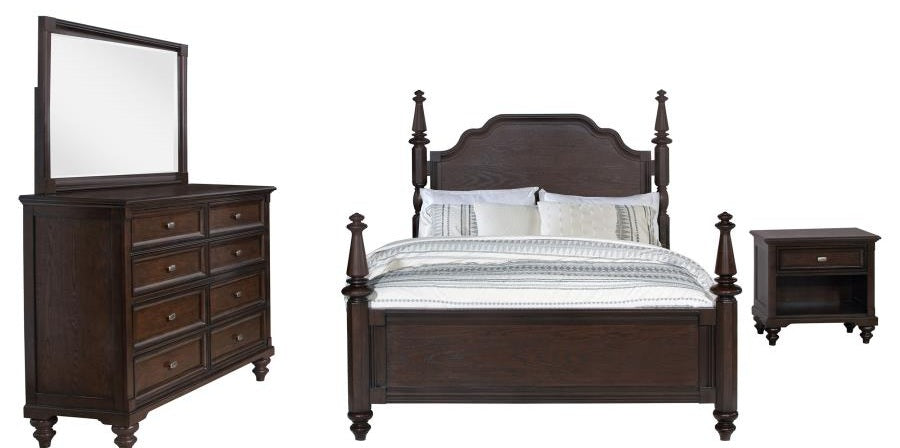 Coaster 223631Q-S4 4 pc Andover dark oak finish wood traditional poster queen bedroom set