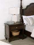 Coaster 223632 Andover dark oak finish wood bed side table nightstand with 1 drawer turned wood legs