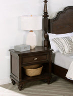 Coaster 223632 Andover dark oak finish wood bed side table nightstand with 1 drawer turned wood legs