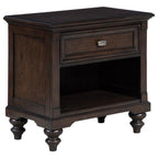 Coaster 223632 Andover dark oak finish wood bed side table nightstand with 1 drawer turned wood legs